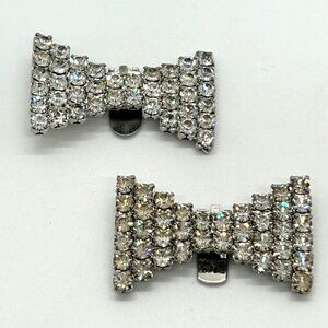 Vintage Art Deco Style Shoe Clips Rhinestone Bows Bridal Accessory Formal